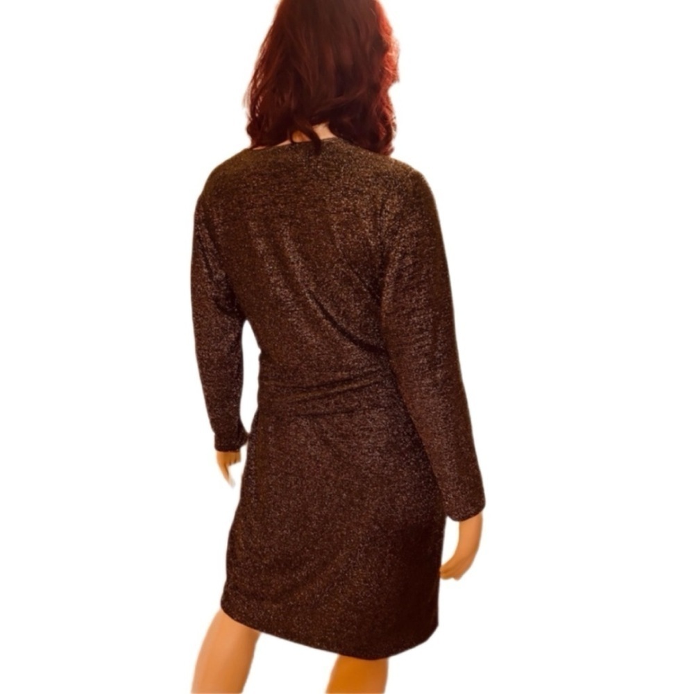 Calvin Klein Women's Metallic Faux-Wrap Sheath Dress NWOT - Picture 2 of 3
